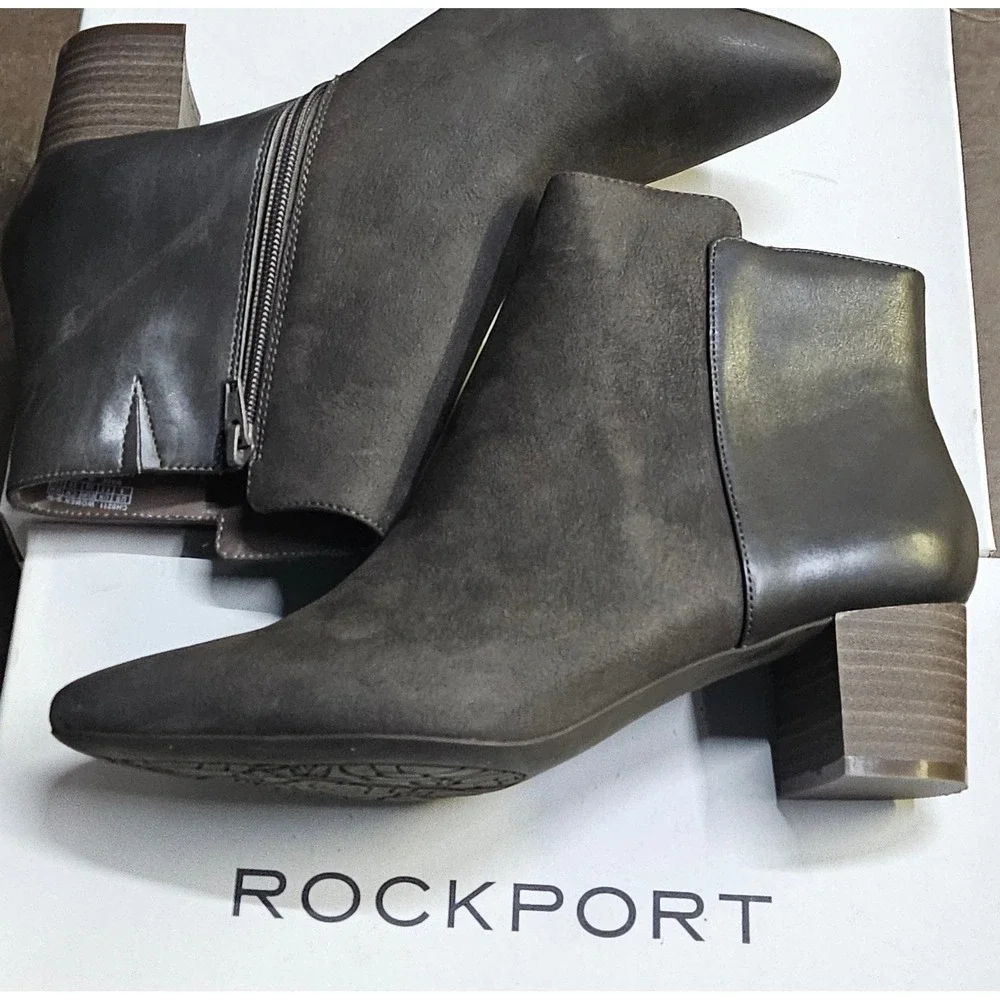 Rockport Chilmark 2 Part Leather Suede‎ Ankle Boots CH0211 Womens 8W Olive